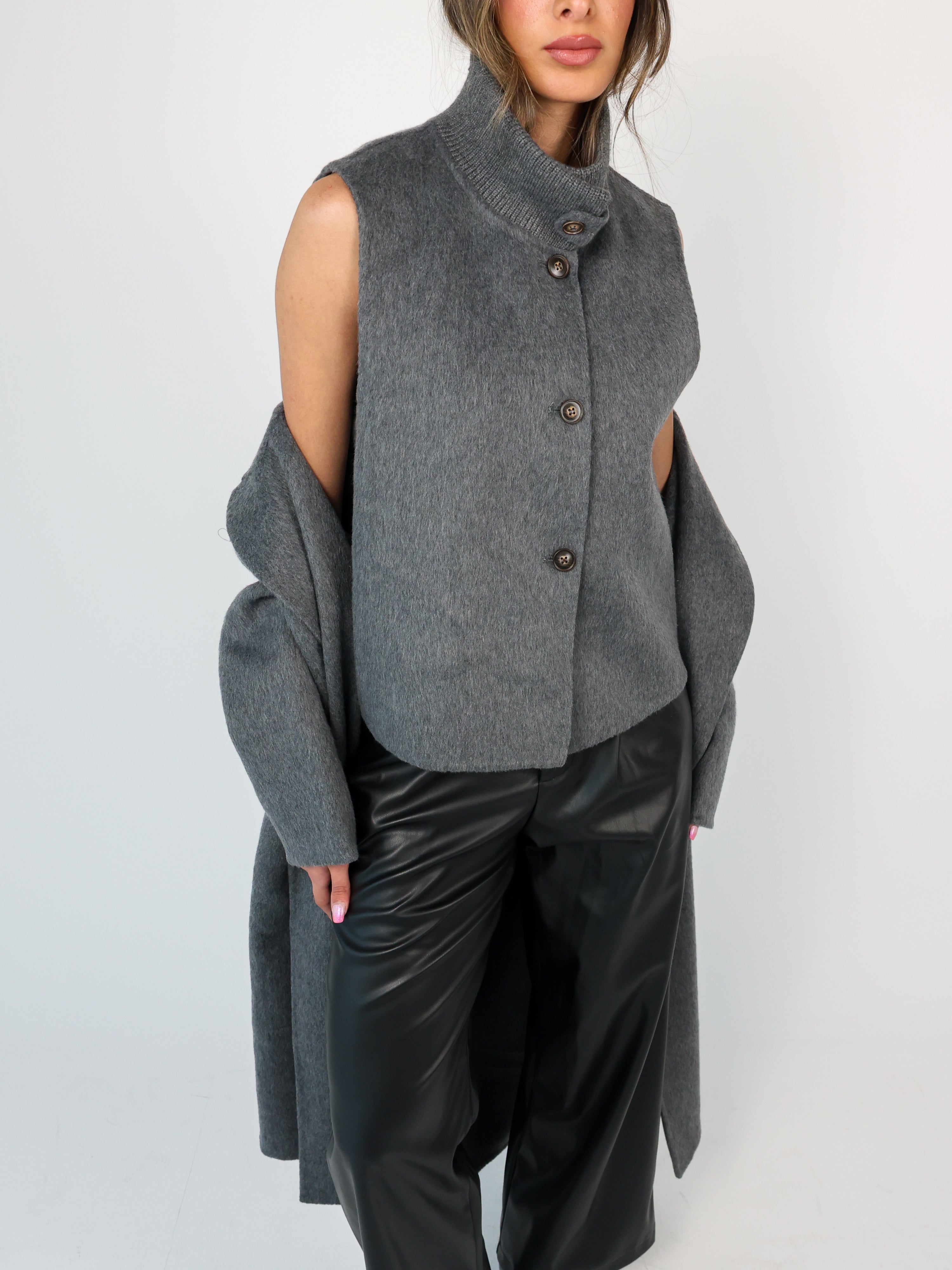 Highneck Wool-blend Coat