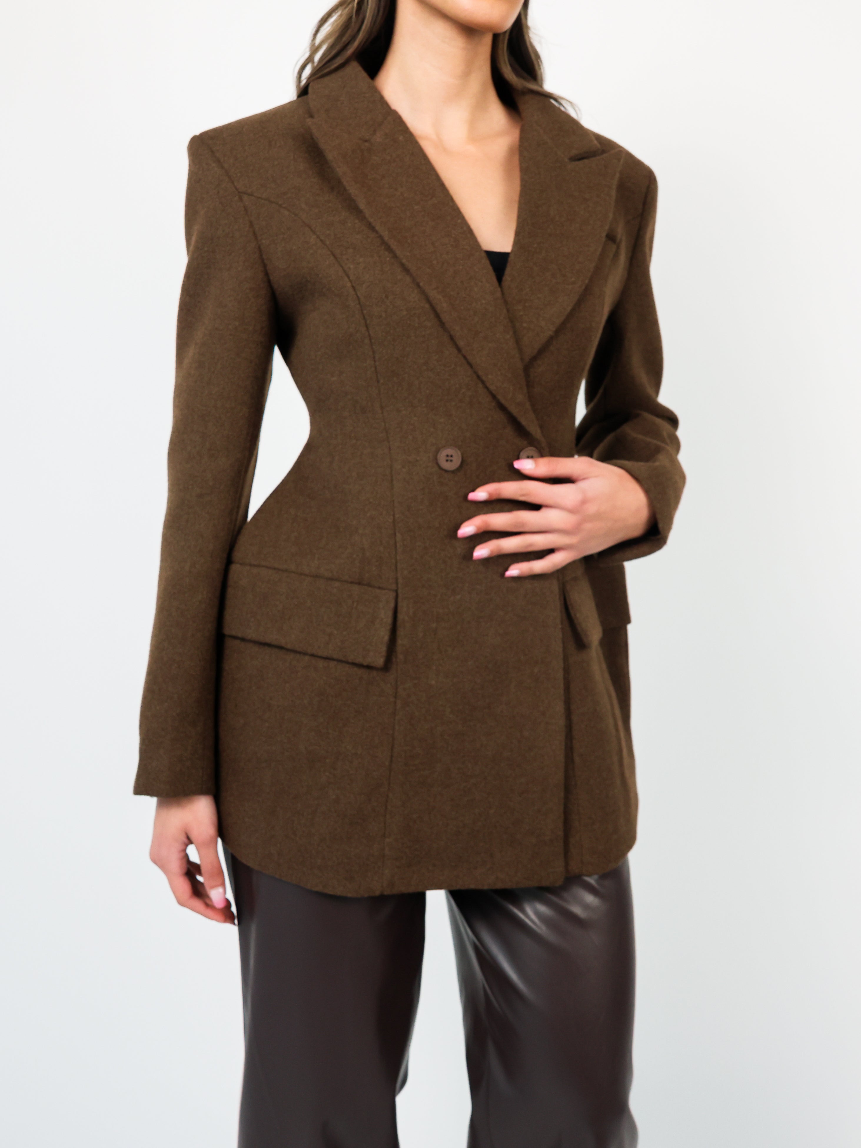 Wool blend fitted coat