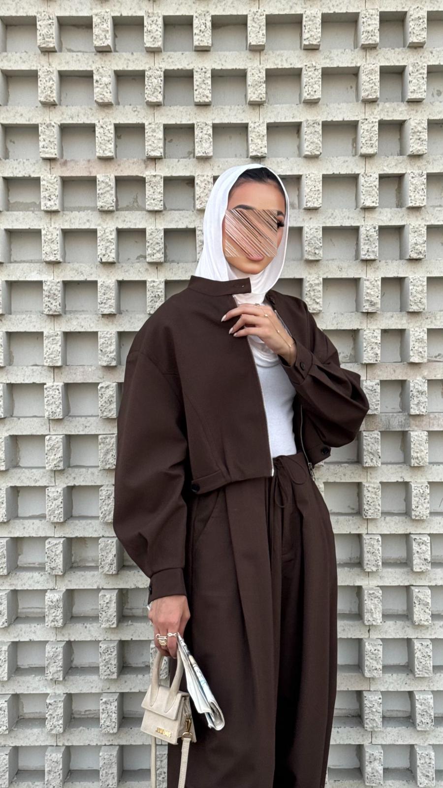 Cropped Jacket w/ pleated jogger pants