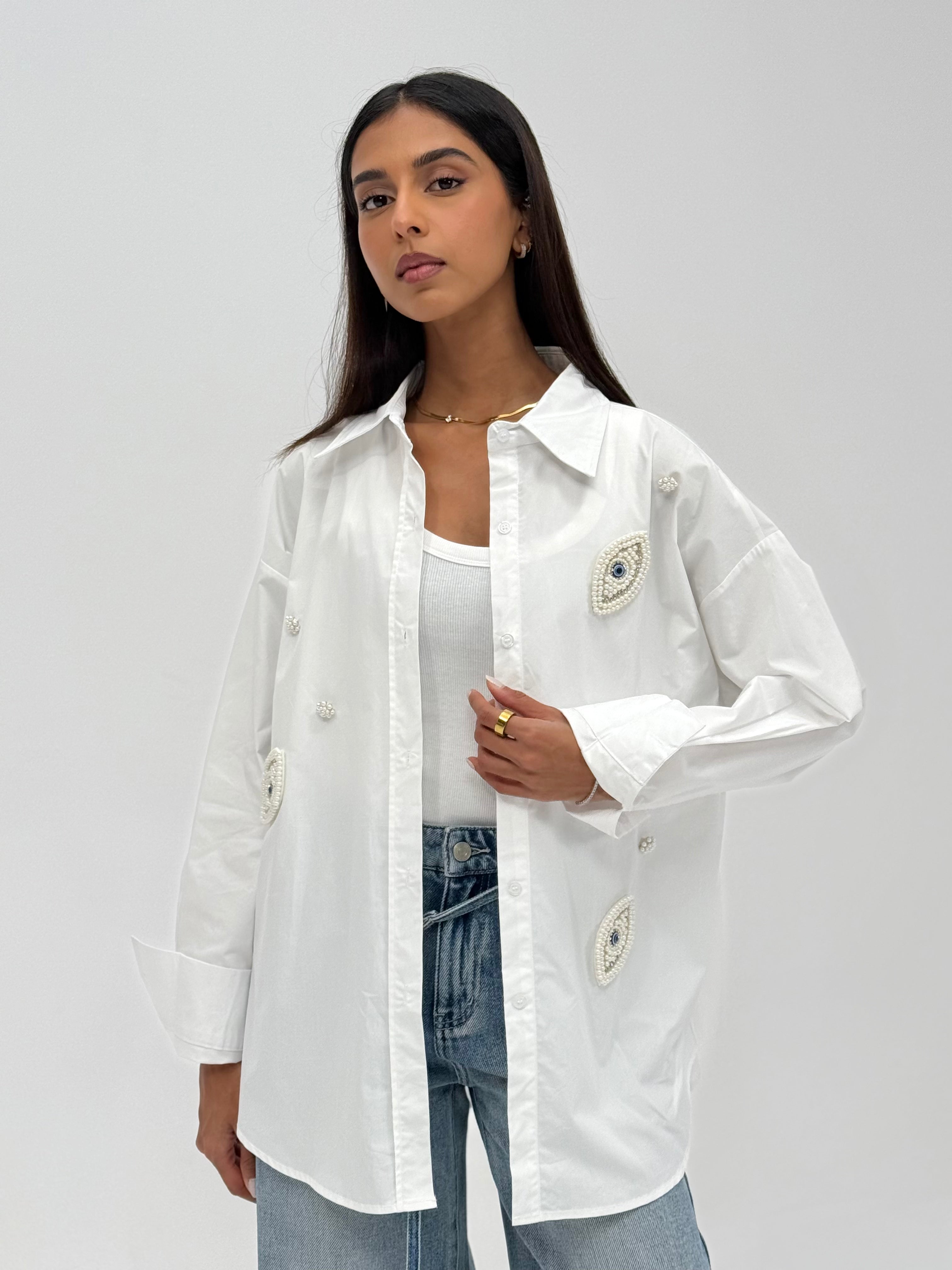 Shirt with nazar beads
