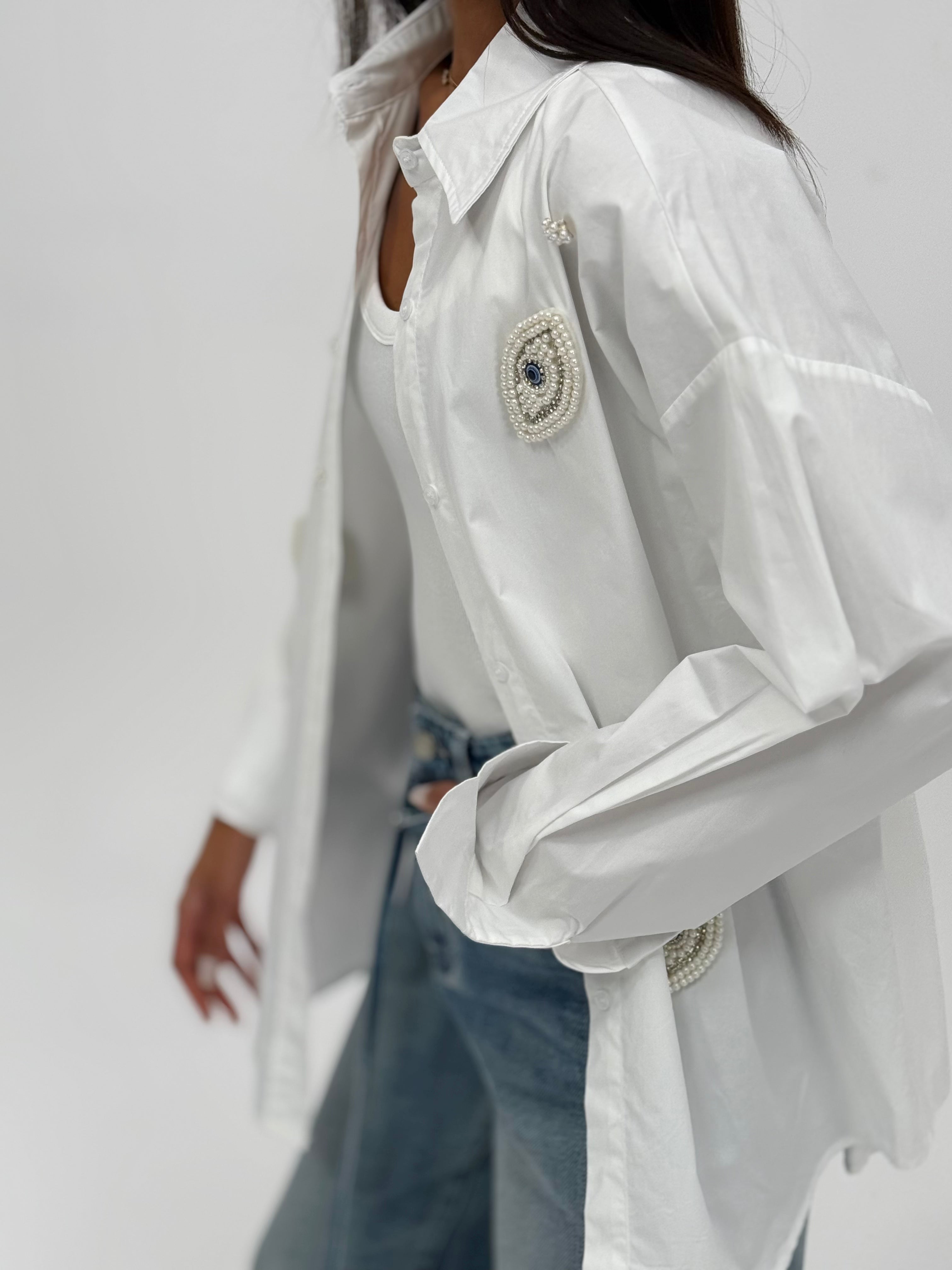 Shirt with nazar beads