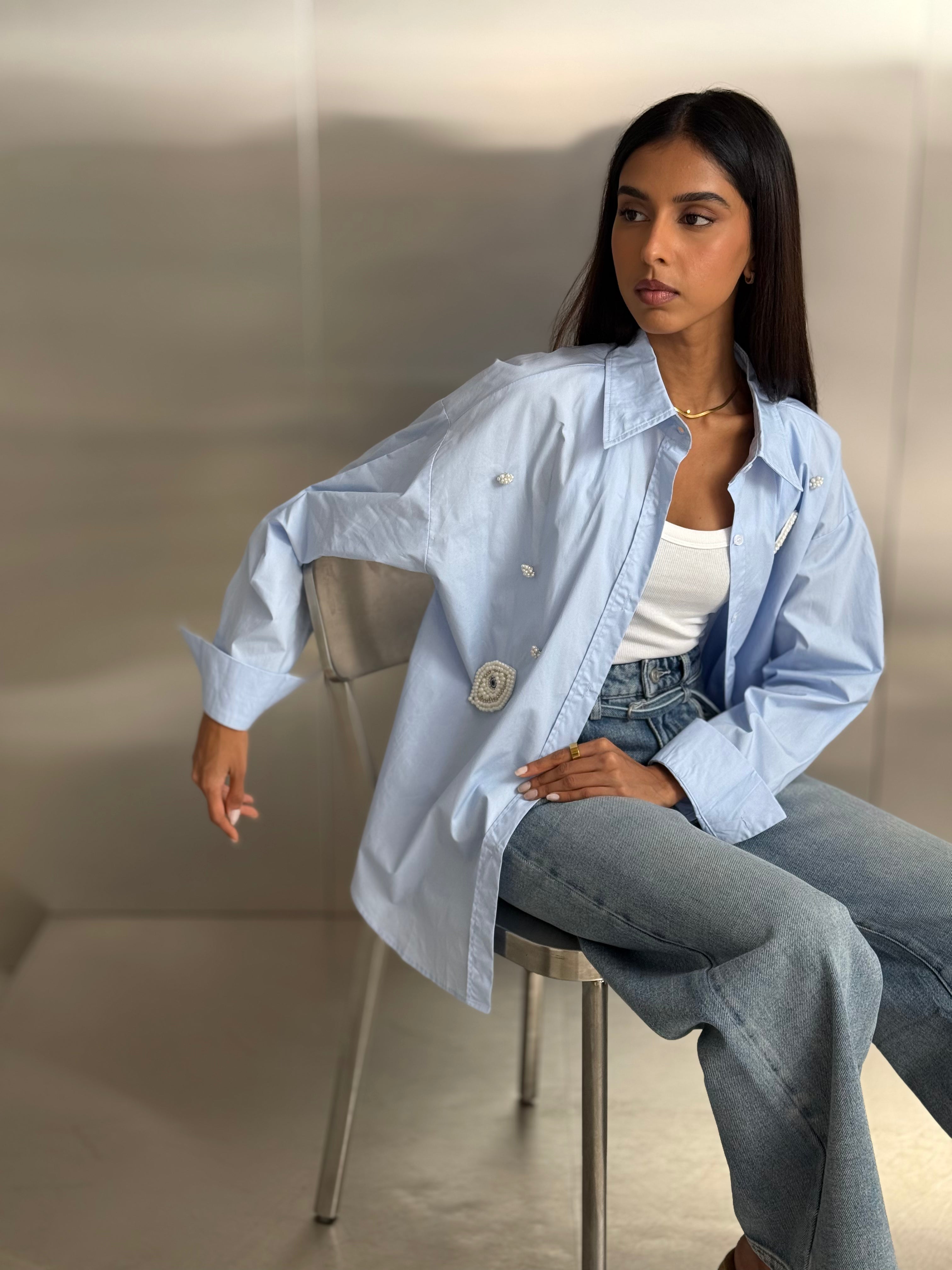 Shirt with nazar beads